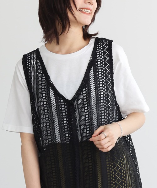 n'OrLABEL(ノアールレーベル)の「レースジレ×Tシャツセット(ベスト・レディース・ライトベージュ/ブラック・2/1)」の11枚目の写真