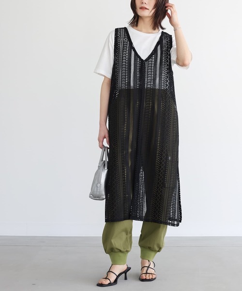 n'OrLABEL(ノアールレーベル)の「レースジレ×Tシャツセット(ベスト・レディース・ライトベージュ/ブラック・2/1)」の15枚目の写真