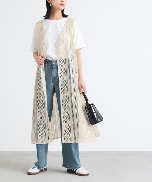 n'OrLABEL(ノアールレーベル)の「レースジレ×Tシャツセット(ベスト・レディース・ライトベージュ/ブラック・2/1)」の4枚目の写真