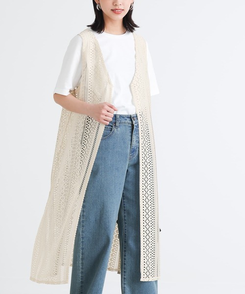 n'OrLABEL(ノアールレーベル)の「レースジレ×Tシャツセット(ベスト・レディース・ライトベージュ/ブラック・2/1)」の3枚目の写真