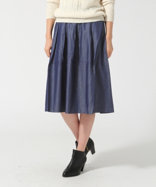 GLOBAL WORK（グローバルワーク）の「タックフレアスカート/566726（スカート・レディース・ネイビー/ダークブルー/ブラウン/グリーン/ライトブルー/ワインレッド/カーキ/ライトパープル・LARGE/MEDIUM）」の6枚目の写真