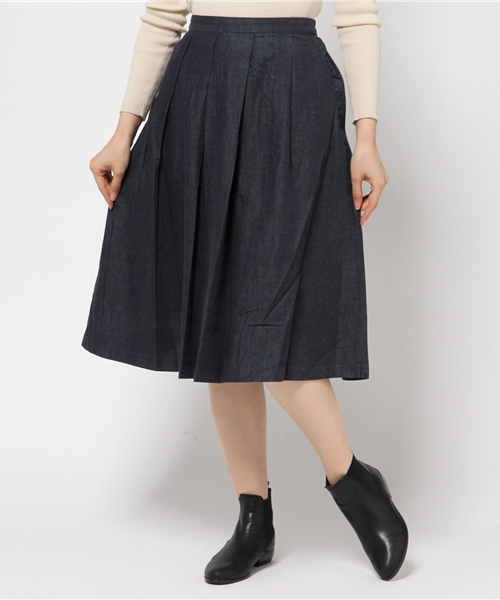 GLOBAL WORK（グローバルワーク）の「タックフレアスカート/566726（スカート・レディース・ネイビー/ダークブルー/ブラウン/グリーン/ライトブルー/ワインレッド/カーキ/ライトパープル・LARGE/MEDIUM）」の7枚目の写真