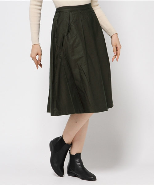 GLOBAL WORK（グローバルワーク）の「タックフレアスカート/566726（スカート・レディース・ネイビー/ダークブルー/ブラウン/グリーン/ライトブルー/ワインレッド/カーキ/ライトパープル・LARGE/MEDIUM）」の3枚目の写真