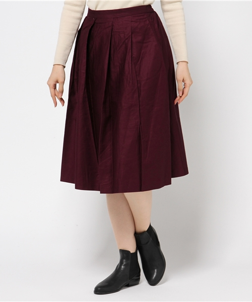 GLOBAL WORK（グローバルワーク）の「タックフレアスカート/566726（スカート・レディース・ネイビー/ダークブルー/ブラウン/グリーン/ライトブルー/ワインレッド/カーキ/ライトパープル・LARGE/MEDIUM）」の8枚目の写真