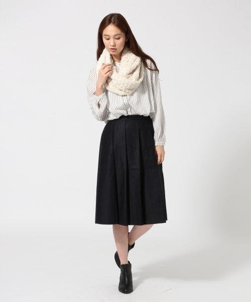 GLOBAL WORK（グローバルワーク）の「タックフレアスカート/566726（スカート・レディース・ネイビー/ダークブルー/ブラウン/グリーン/ライトブルー/ワインレッド/カーキ/ライトパープル・LARGE/MEDIUM）」の11枚目の写真