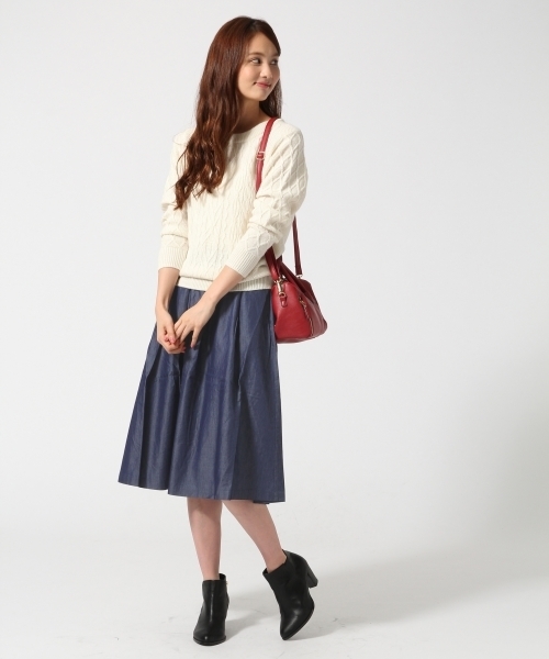 GLOBAL WORK（グローバルワーク）の「タックフレアスカート/566726（スカート・レディース・ネイビー/ダークブルー/ブラウン/グリーン/ライトブルー/ワインレッド/カーキ/ライトパープル・LARGE/MEDIUM）」の12枚目の写真