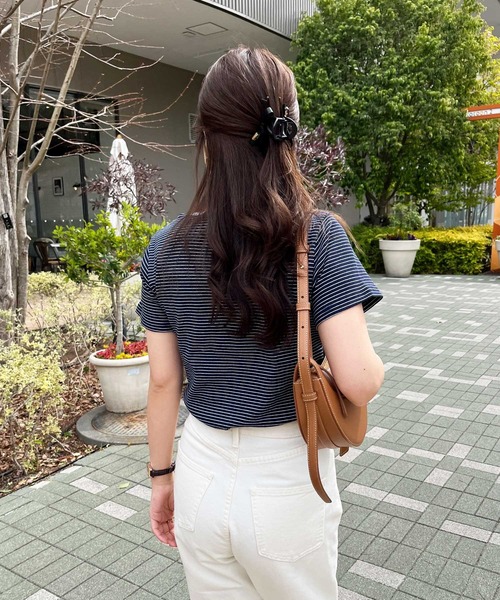 nelliy.（ネルリー）の「ミニボーダー刺しゅうロゴＴ（Tシャツ/カットソー・レディース・ブラック/ネイビー・MEDIUM/LARGE）」の14枚目の写真