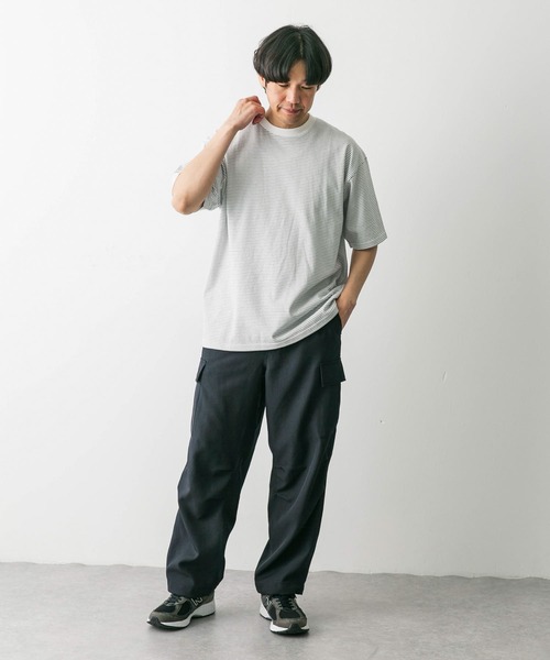 URBAN RESEARCH DOORS（アーバンリサーチドアーズ）の「ミジンボーダーショートスリーブTシャツ（Tシャツ/カットソー・メンズ・ホワイト系その他/グレー系その他/ブラック系その他・LARGE/MEDIUM）」の8枚目の写真