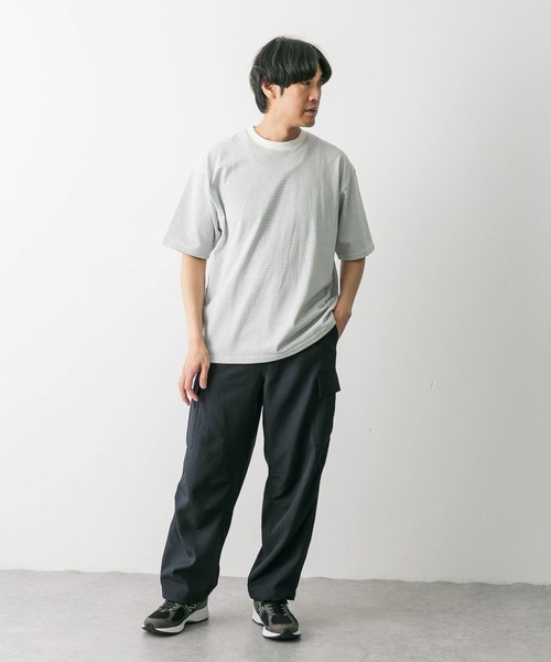 URBAN RESEARCH DOORS（アーバンリサーチドアーズ）の「ミジンボーダーショートスリーブTシャツ（Tシャツ/カットソー・メンズ・ホワイト系その他/グレー系その他/ブラック系その他・LARGE/MEDIUM）」の9枚目の写真