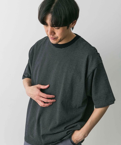 URBAN RESEARCH DOORS（アーバンリサーチドアーズ）の「ミジンボーダーショートスリーブTシャツ（Tシャツ/カットソー・メンズ・ホワイト系その他/グレー系その他/ブラック系その他・LARGE/MEDIUM）」の10枚目の写真