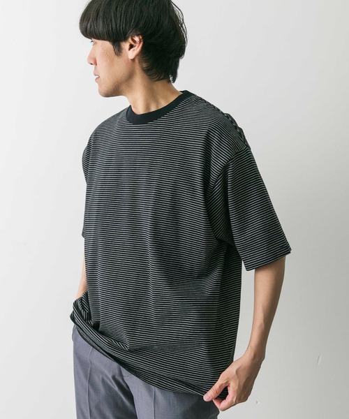 URBAN RESEARCH DOORS（アーバンリサーチドアーズ）の「ミジンボーダーショートスリーブTシャツ（Tシャツ/カットソー・メンズ・ホワイト系その他/グレー系その他/ブラック系その他・LARGE/MEDIUM）」の11枚目の写真