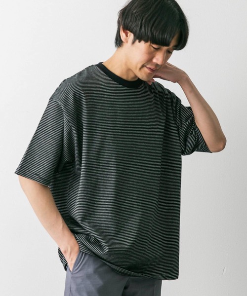 URBAN RESEARCH DOORS（アーバンリサーチドアーズ）の「ミジンボーダーショートスリーブTシャツ（Tシャツ/カットソー・メンズ・ホワイト系その他/グレー系その他/ブラック系その他・LARGE/MEDIUM）」の13枚目の写真