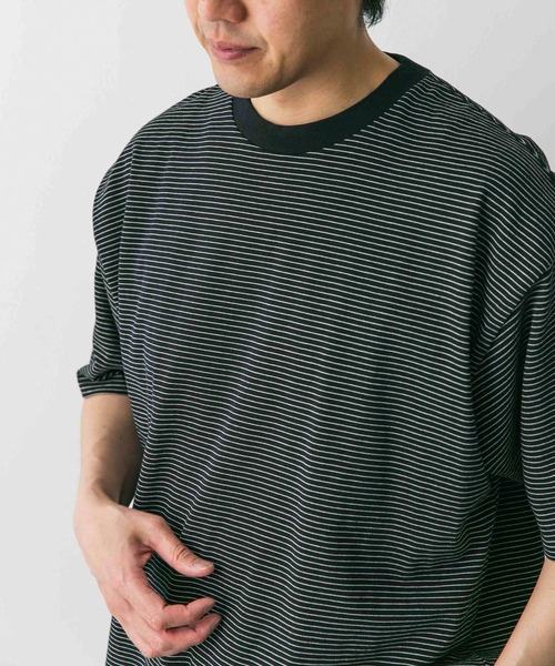 URBAN RESEARCH DOORS（アーバンリサーチドアーズ）の「ミジンボーダーショートスリーブTシャツ（Tシャツ/カットソー・メンズ・ホワイト系その他/グレー系その他/ブラック系その他・LARGE/MEDIUM）」の14枚目の写真