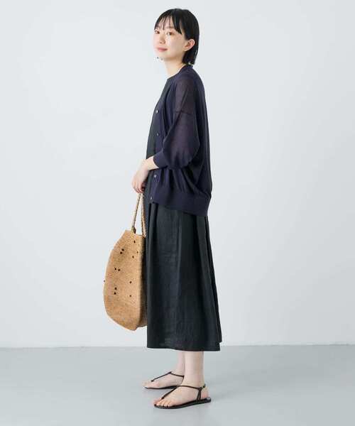 かぐれ　2024SS リネンタックワンピース　ブラック かぐれ（カグレ）の「リネンタックワンピース（ワンピース