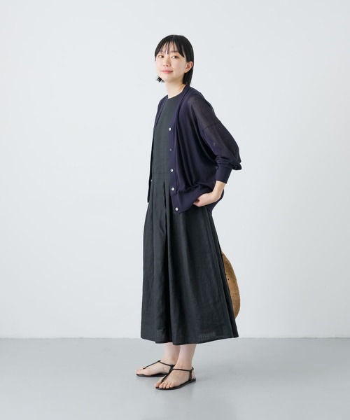 かぐれ 2024SS リネンタックワンピース ブラック かぐれ(カグレ)の「リネンタックワンピース(ワンピース