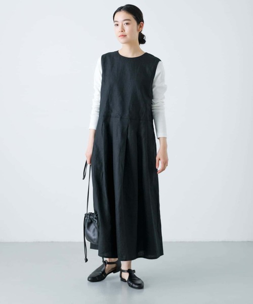 かぐれ(カグレ)の「リネンタックワンピース(ワンピース・レディース・ネイビー/ブラック・FREE)」の9枚目の写真