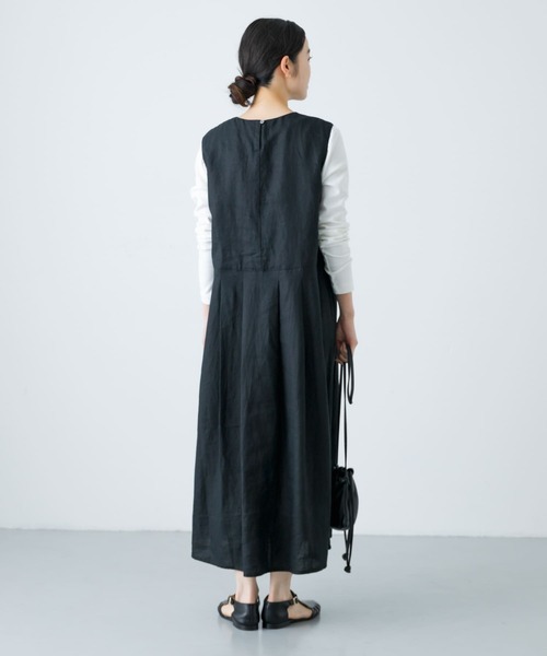 かぐれ(カグレ)の「リネンタックワンピース(ワンピース・レディース・ネイビー/ブラック・FREE)」の3枚目の写真