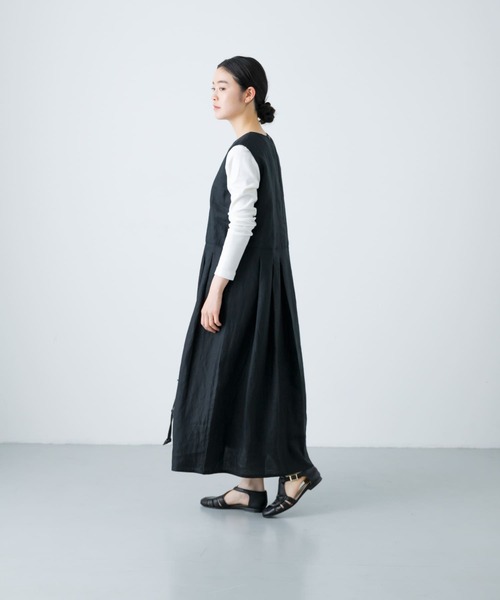 かぐれ(カグレ)の「リネンタックワンピース(ワンピース・レディース・ネイビー/ブラック・FREE)」の5枚目の写真