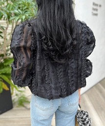 MODE ROBE（モードローブ）の「オーガンジーフリルブラウス（Tシャツ/カットソー）」