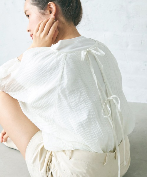 coca(coca)(コカ)の「【WEB限定セール】2WAYリボンシアーブラウス(シャツ/ブラウス・レディース・ブラウン/グリーン/アイボリー・M/L)」の1枚目の写真