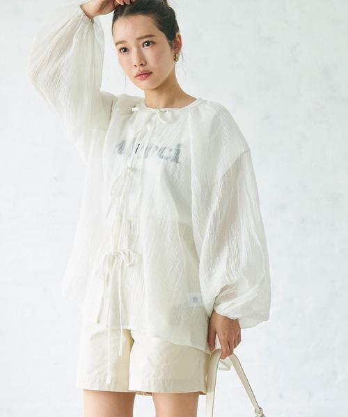 coca(coca)(コカ)の「【WEB限定セール】2WAYリボンシアーブラウス(シャツ/ブラウス・レディース・ブラウン/グリーン/アイボリー・M/L)」の4枚目の写真