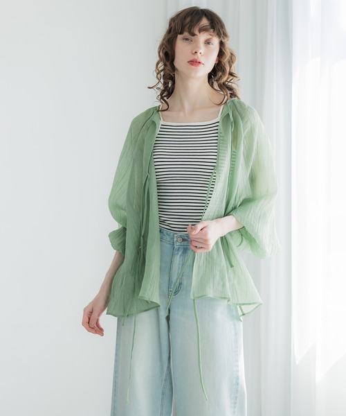 coca(coca)(コカ)の「【WEB限定セール】2WAYリボンシアーブラウス(シャツ/ブラウス・レディース・ブラウン/グリーン/アイボリー・M/L)」の11枚目の写真