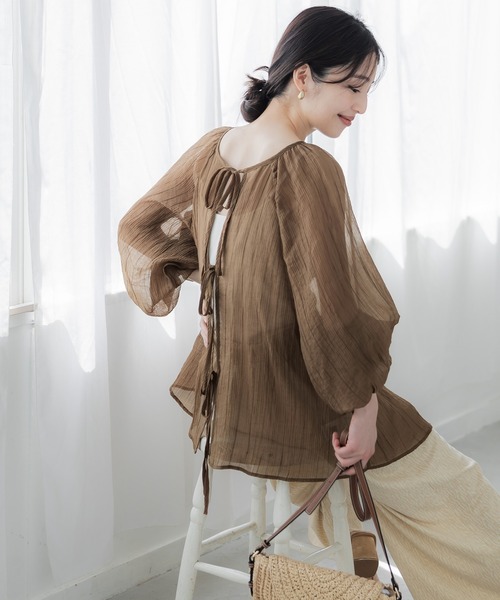 coca(coca)(コカ)の「【WEB限定セール】2WAYリボンシアーブラウス(シャツ/ブラウス・レディース・ブラウン/グリーン/アイボリー・M/L)」の15枚目の写真
