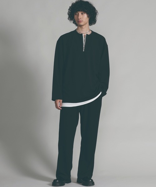 aimoha（アイモハ）の「【aimoha neo】LAYERED ZIP UP V-NECK  SWEATER（スウェット・メンズ・ブラック/ベージュ・MEDIUM/LARGE/X-LARGE）」の7枚目の写真