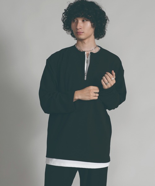 aimoha（アイモハ）の「【aimoha neo】LAYERED ZIP UP V-NECK  SWEATER（スウェット・メンズ・ブラック/ベージュ・MEDIUM/LARGE/X-LARGE）」の12枚目の写真