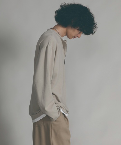 aimoha（アイモハ）の「【aimoha neo】LAYERED ZIP UP V-NECK  SWEATER（スウェット・メンズ・ブラック/ベージュ・MEDIUM/LARGE/X-LARGE）」の15枚目の写真