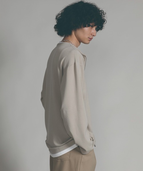 aimoha（アイモハ）の「【aimoha neo】LAYERED ZIP UP V-NECK  SWEATER（スウェット・メンズ・ブラック/ベージュ・MEDIUM/LARGE/X-LARGE）」の16枚目の写真