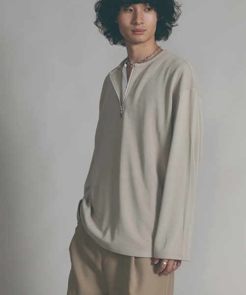 aimoha（アイモハ）の「【aimoha neo】LAYERED ZIP UP V-NECK  SWEATER（スウェット・メンズ・ブラック/ベージュ・MEDIUM/LARGE/X-LARGE）」の20枚目の写真