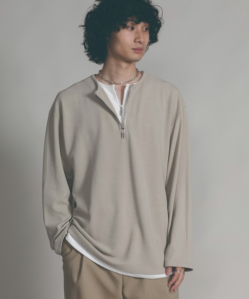 aimoha（アイモハ）の「【aimoha neo】LAYERED ZIP UP V-NECK  SWEATER（スウェット・メンズ・ブラック/ベージュ・MEDIUM/LARGE/X-LARGE）」の22枚目の写真