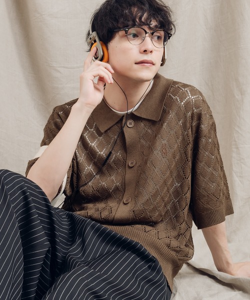 MUHET(ミュエータ)の「透かし編みニットシャツ(シャツ/ブラウス・レディース・ブラック/パープル/ブラウン・MEDIUM/X-LARGE)」の4枚目の写真