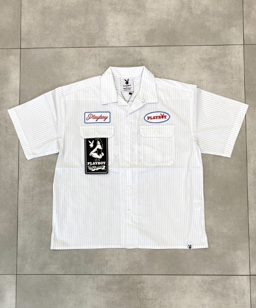 【SEQUENZ】PLAYBOY STRIPE WORK S/S SHIRT（シャツ/ブラウス）｜SEQUENZ（シークエンズ）