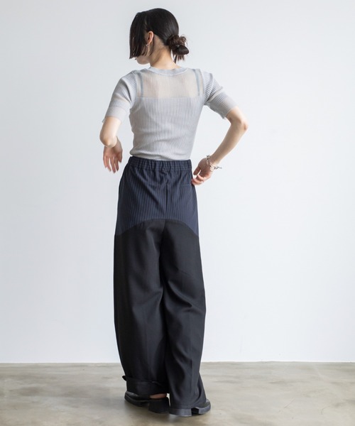 VACANCY(ヴァカンシー)の「レイヤードライクストライプイージーパンツ(スラックス・レディース・ブラック/グレー・MEDIUM/LARGE)」の12枚目の写真