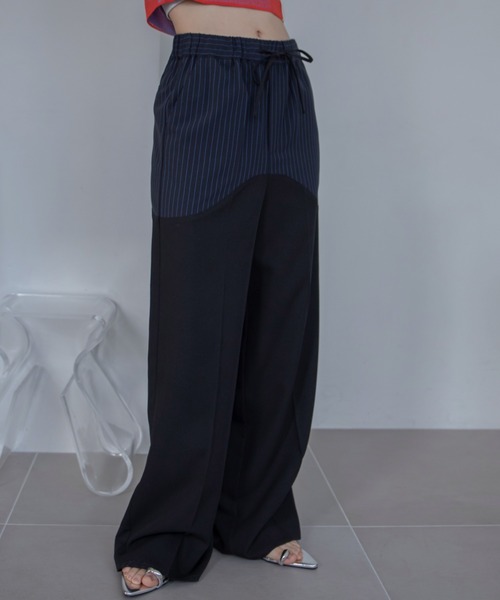 A.P.C. ストライプ 黒スラックス イージースラックス アバハウス ABAHOUSE 【セットアップ対応】COOL DRYMAX イージー