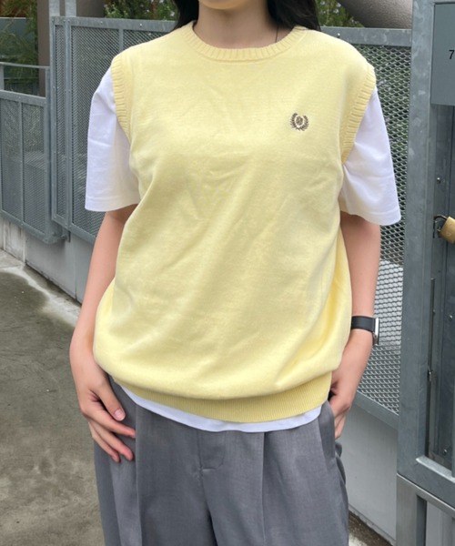 BROKEN BASE(ブロークンベース)の「ワンポイント刺繍コットンニットベスト(ベスト・メンズ・クリーム/ネイビー・MEDIUM/LARGE)」の12枚目の写真