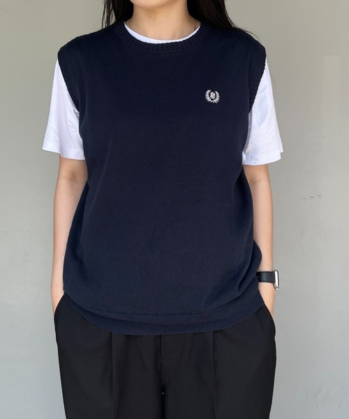 BROKEN BASE(ブロークンベース)の「ワンポイント刺繍コットンニットベスト(ベスト・メンズ・クリーム/ネイビー・MEDIUM/LARGE)」の22枚目の写真