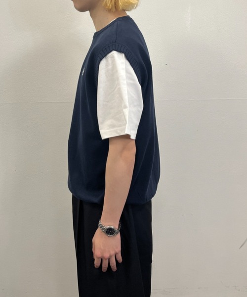 BROKEN BASE(ブロークンベース)の「ワンポイント刺繍コットンニットベスト(ベスト・メンズ・クリーム/ネイビー・MEDIUM/LARGE)」の16枚目の写真