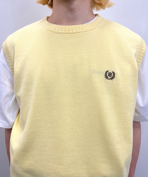 BROKEN BASE(ブロークンベース)の「ワンポイント刺繍コットンニットベスト(ベスト・メンズ・クリーム/ネイビー・MEDIUM/LARGE)」の5枚目の写真