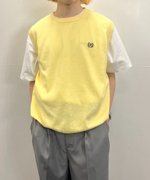 BROKEN BASE(ブロークンベース)の「ワンポイント刺繍コットンニットベスト(ベスト・メンズ・クリーム/ネイビー・MEDIUM/LARGE)」の4枚目の写真