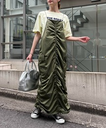 CIAOPANIC TYPY | 光沢ナイロンギャザーカーゴキャミワンピース(ワンピース)