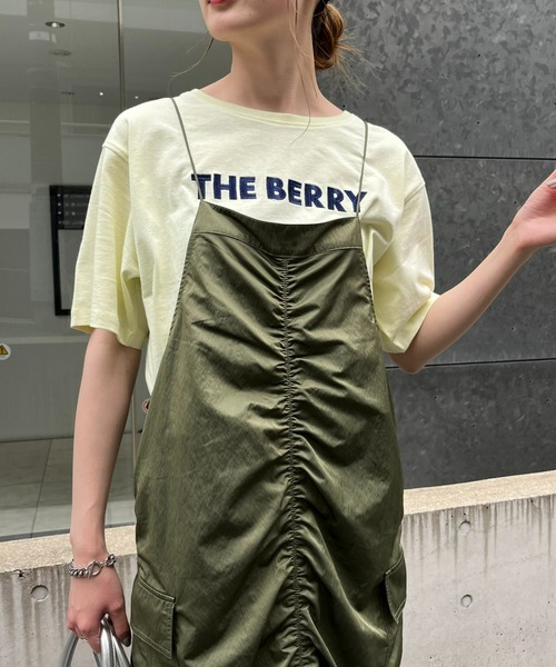 CIAOPANIC TYPY（チャオパニックティピー）の「光沢ナイロンギャザーカーゴキャミワンピース（ワンピース・レディース・ピンク/カーキ/ブラック・ONE SIZE）」の9枚目の写真