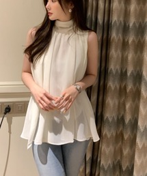 N.s | ハイネックバックリボンノースリーブシフォントップス(シャツ/ブラウス)