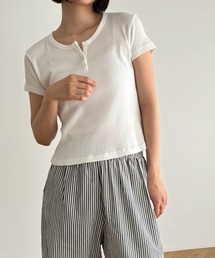 CANAL JEAN | El mar(エルマール) ラウンドネックヘンリー半袖Tシャツ(Tシャツ/カットソー)