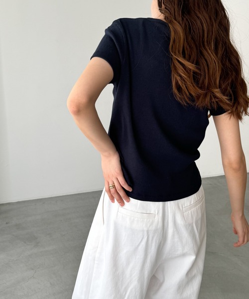 CANAL JEAN（キャナルジーン）の「El mar　ラウンドネックヘンリー半袖Tシャツ（Tシャツ/カットソー・レディース・ネイビー/グレー/アイボリー/ブラック・ONE SIZE）」の12枚目の写真