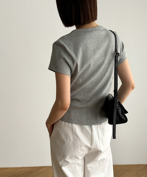 CANAL JEAN（キャナルジーン）の「El mar　ラウンドネックヘンリー半袖Tシャツ（Tシャツ/カットソー・レディース・ネイビー/グレー/アイボリー/ブラック・ONE SIZE）」の15枚目の写真