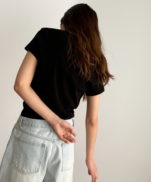 CANAL JEAN（キャナルジーン）の「El mar　ラウンドネックヘンリー半袖Tシャツ（Tシャツ/カットソー・レディース・ネイビー/グレー/アイボリー/ブラック・ONE SIZE）」の18枚目の写真