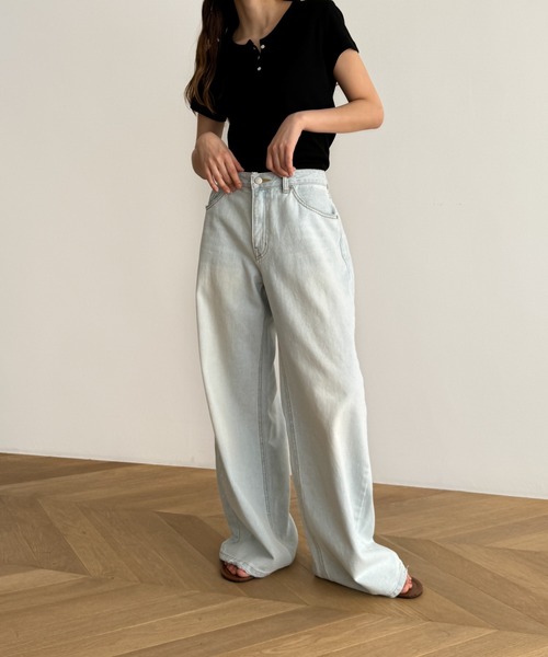 CANAL JEAN（キャナルジーン）の「El mar　ラウンドネックヘンリー半袖Tシャツ（Tシャツ/カットソー・レディース・ネイビー/グレー/アイボリー/ブラック・ONE SIZE）」の17枚目の写真